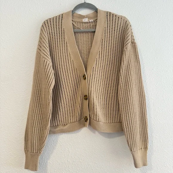 GAP Crochet Cardigan 100% Cotton Size L - Picture 3 of 9